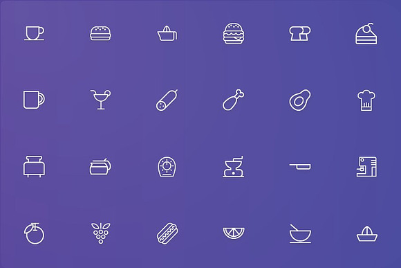 Foods - Drinks & Kitchen Line Icons in Icons - product preview 4