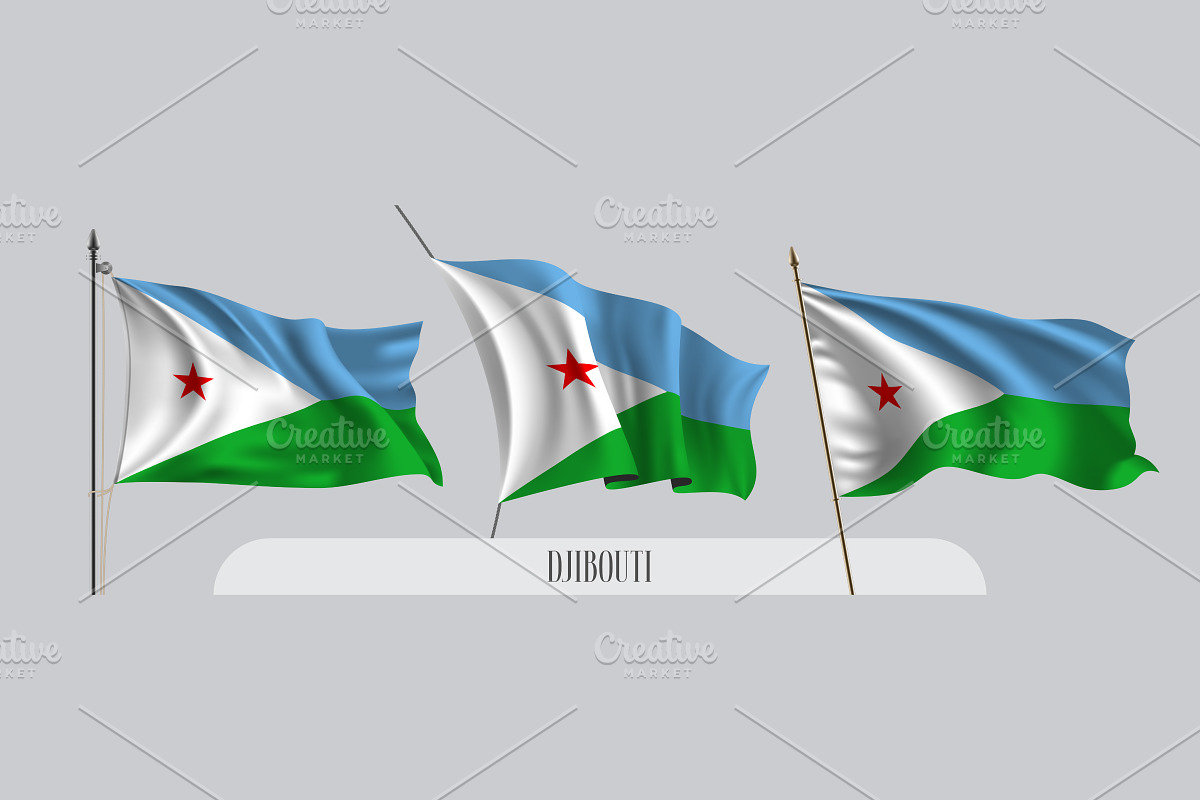 Set of Djibouti waving flags vector in Illustrations - product preview 8