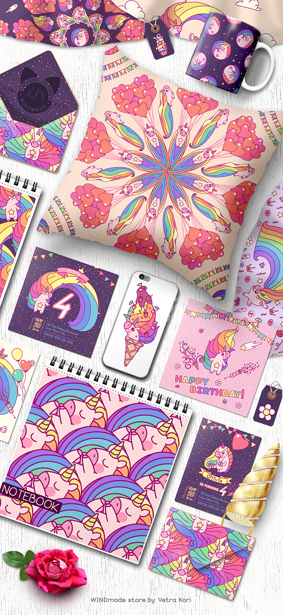 vector set Cute Unicorn in Illustrations - product preview 5