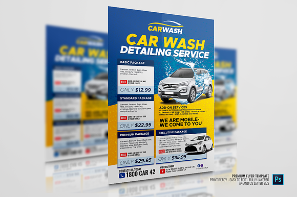 Car Wash and Detailing Flyer in Flyer Templates - product preview 2
