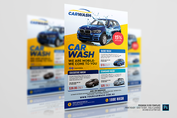 Car Auto Wash Flyer in Flyer Templates - product preview 3