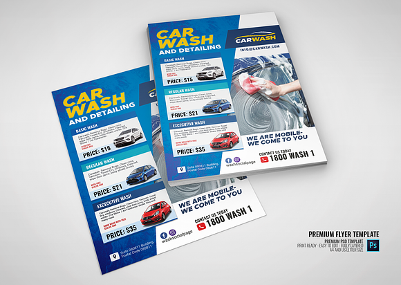 Car Wash Promotional Flyer in Flyer Templates - product preview 1