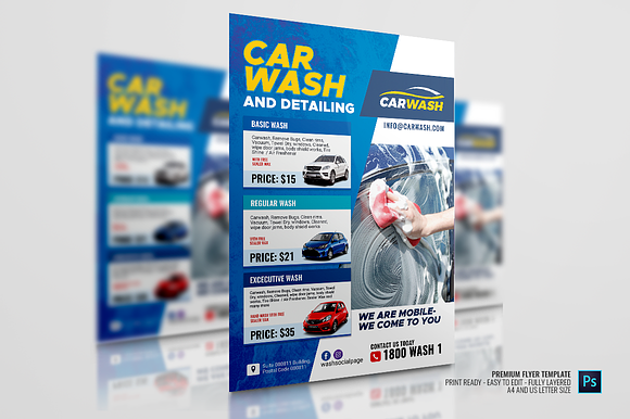 Car Wash Promotional Flyer in Flyer Templates - product preview 3