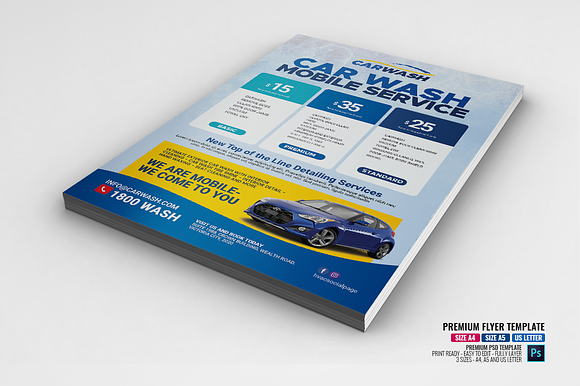 Mobile Car Wash Detailing Service in Flyer Templates - product preview 2
