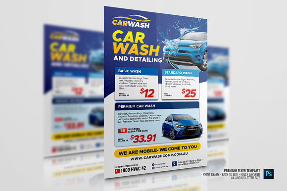 Mobile Car Wash Services Flyer in Flyer Templates - product preview 3