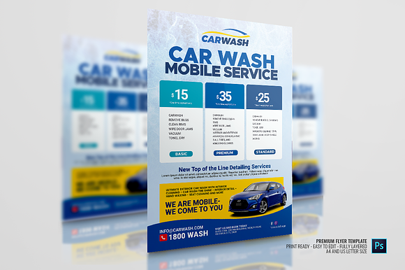 Mobile Car Wash Detailing Service in Flyer Templates - product preview 3