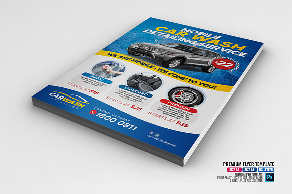 Car Wash Mobile Services Flyer in Flyer Templates - product preview 1