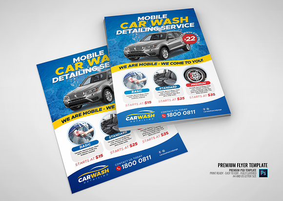 Car Wash Mobile Services Flyer in Flyer Templates - product preview 2
