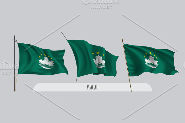 Set of Macau waving flags vector