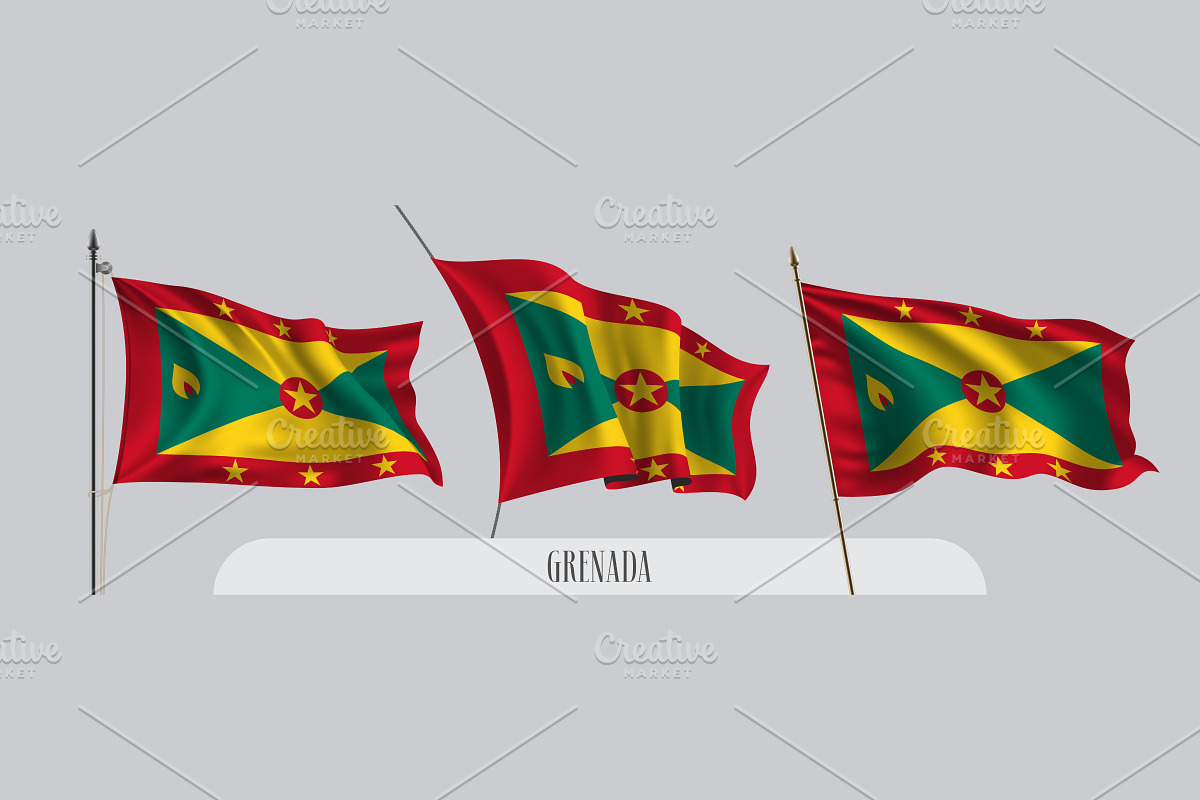 Set of Grenada waving flags vector in Illustrations - product preview 8