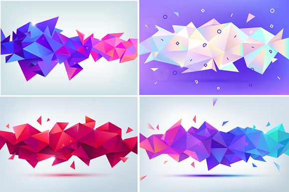 Polygon abstract shapes set in Objects - product preview 2
