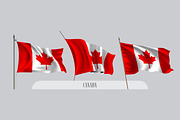Set of Canada waving flags vector