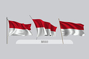 Set of Monaco waving flags vector
