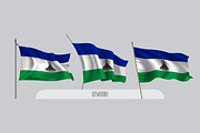 Set of Lesotho waving flags vector