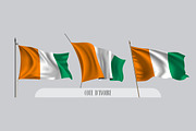 Set of Cote Divoire flags vector