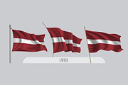 Set of Latvia waving flags vector