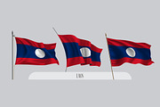 Set of Laos waving flags vector