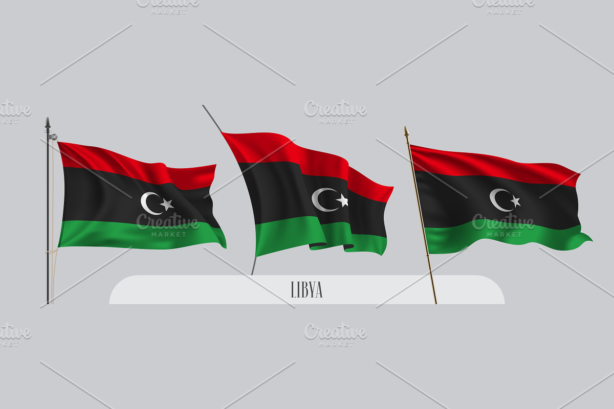 Set of Libya waving flags vector in Illustrations - product preview 8