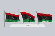 Set of Libya waving flags vector