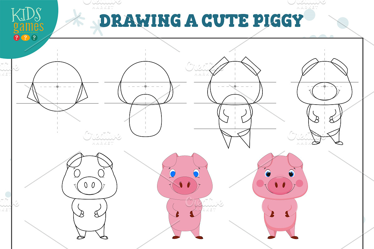 Drawing lesson for kids vector in Illustrations - product preview 8
