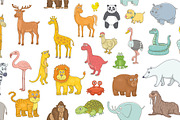 Set of different animals + Pattern