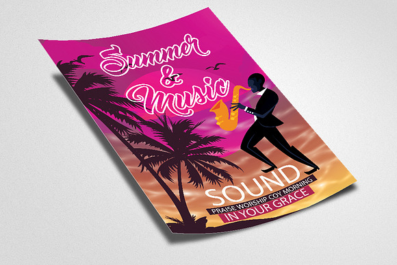Summer Beach Music Party Flyer in Flyer Templates - product preview 1