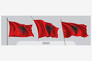 Set of Albania waving flags vector