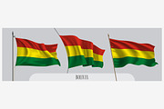 Set of Bolivia waving flags vector