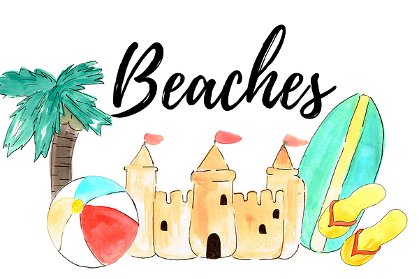 Watercolor Summer Beach Clipart