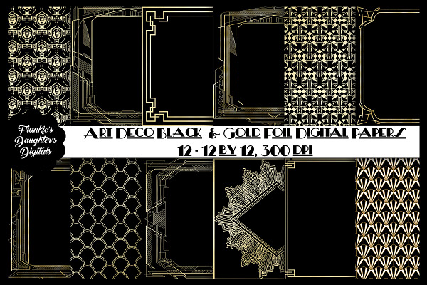 Art Deco Gold Foil Digital Papers