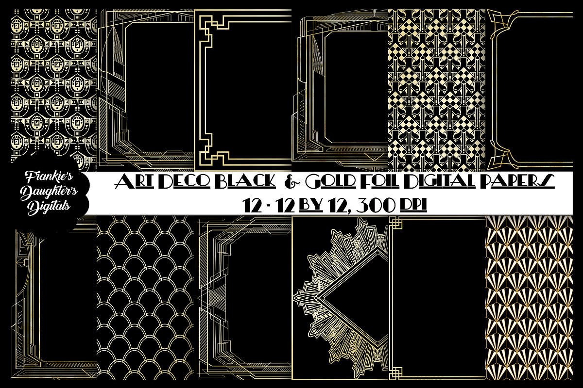 Art Deco Gold Foil Digital Papers in Patterns - product preview 8