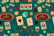 Seamless casino hand drawn pattern