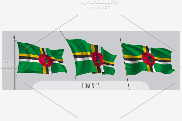 Set of Dominica waving flags vector