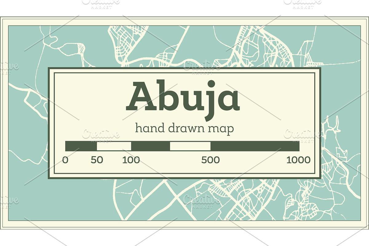 Abuja Nigeria City Map in Retro in Illustrations - product preview 8