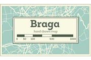 Braga Portugal City Map in Retro