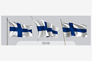 Set of Finland waving flags vector