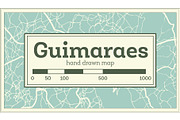 Guimaraes Portugal City Map in Retro