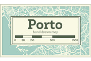 Porto Portugal City Map in Retro