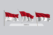 Indonesia waving flags vector