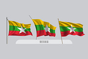 Set of Myanmar waving flags vector