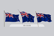 Set of New Zealand flags vector