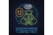 Greed neon light concept icon