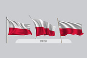 Set of Poland waving flags vector