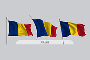 Set of Romania waving flags vector