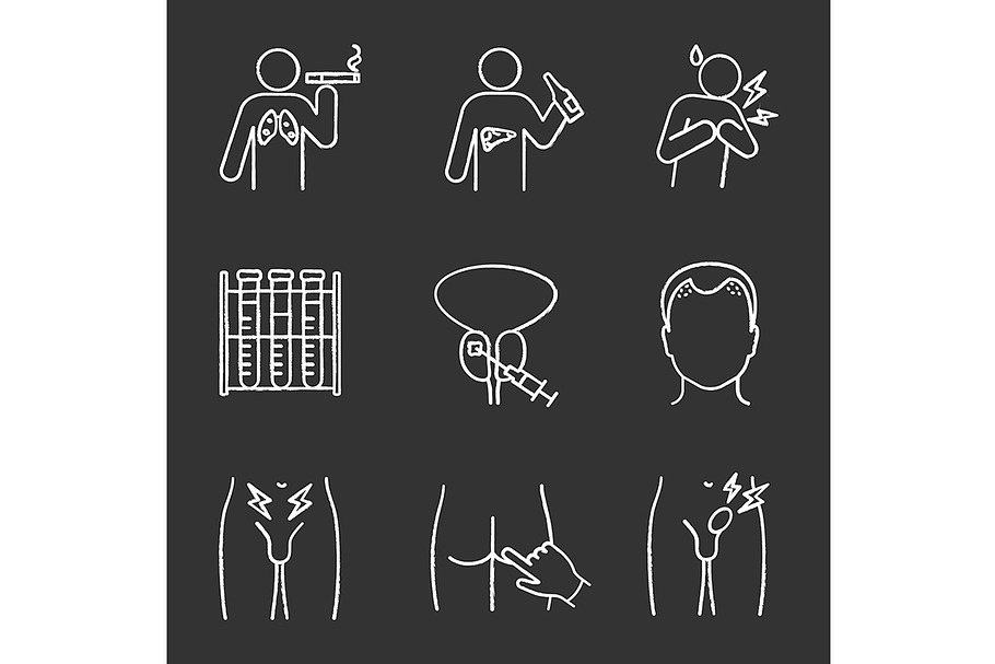 Men's health chalk icons set in Icons - product preview 8