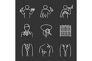 Men's health chalk icons set