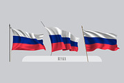 Set of Russia waving flags vector