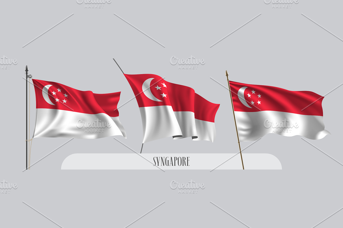 Set of Singapore flags vector in Illustrations - product preview 8
