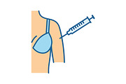 Woman’s arm injection color icon