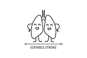 Happy human lungs character icon